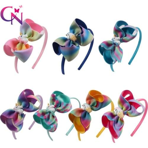 7 Pieces/lot Cute Unicorn Hairbands For Girls Kids Handmade Boutique Satin Covered Headbands With Ribbon B Hair Accessories
