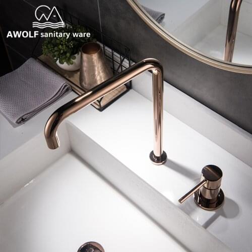 Bathroom Basin Faucet Kitchen Sink Faucet Solid Brass Shiny Gold Brushed Rose Gold Black Chrome Hot Cold Water Mixer Tap ML8049