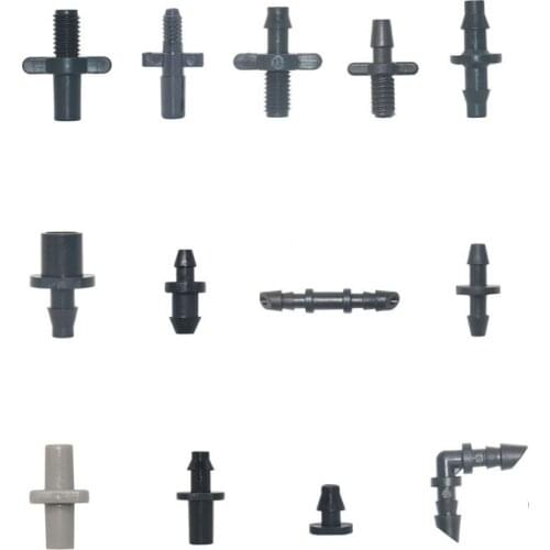 1000pcs Garden Water Connector 1/4'' 1/8'' Elbow End Plug Straight Barb 6mm For Garden Hose Irrigation Connector