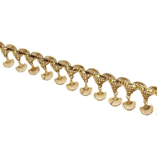 1yard 35mm Fringe Shell Paillette Tassel Ribbon Dancing Dress Wedding Party Suit Sewing Lace Fabric Braided Gold Lace Supplier