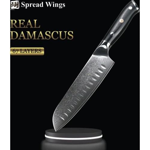 SW Knives 7 Inch VG10 Japanese Damascus Steel Santoku Knife for Vegetables Meat Fruits Handmade G10 Handle Gifts Presents 2021