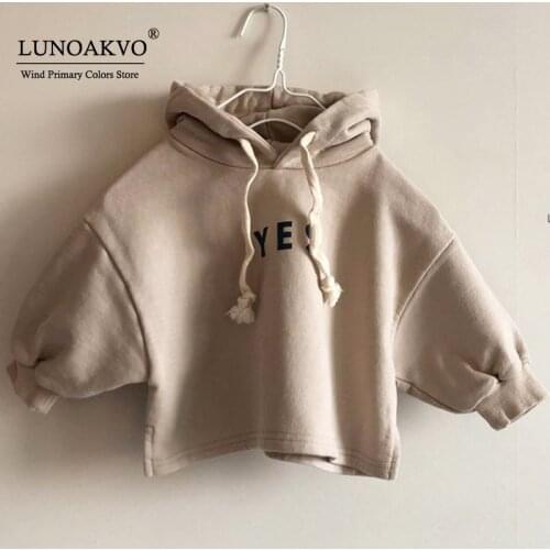 Lunoakvo Girls Hoodies Sweatshirt Spring Autumn Childrens Clothing Kids Letter Hoodies Fashion Sweatshirt Solid Hoodies Boys