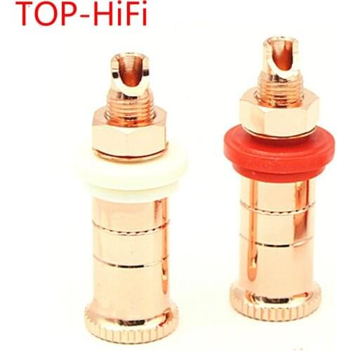 TOP-HiFi 4pcs Audio Speaker Copper Socket Speaker Connector Amplifier Terminal Binding Post Banana plug Socket Connector