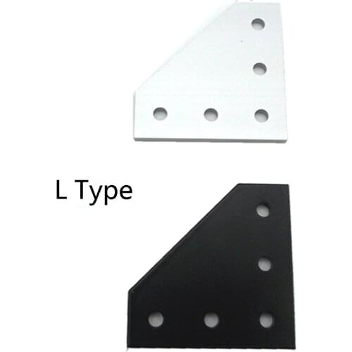 2020 / 3030 with 5 hole L T type 90 Degree Joint Board Plate Corner Angle Bracket Connection for Aluminum Profile