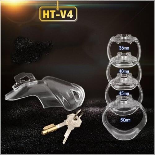 V4 Resin Transparent Male Chastity Device Cock Cage Penis Ring Lockable Chastity Belt BDSM Urethral Catheter Sex Toys for Man