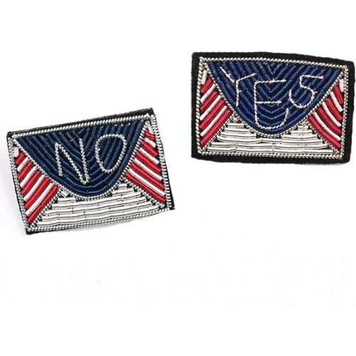 Embroidery india silk pin on patch yes or no brooch badge patches for clothing parches termoadhesivos para ropa for clothes