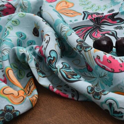 High quality ramie cotton fabric Digital Printed patchwork Summer dress and cheongsam tissu