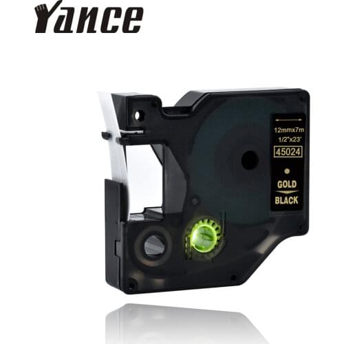 Yance 45024 Compatible Dymo label printer D1 12mm gold on black Label Tape for Dymo Label maker LM160 280 Dymo PNP