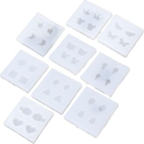 Jewelry Mold Silicone Round Oval Square Shape DIY Stud Earring Epoxy Resin Mold W0YA