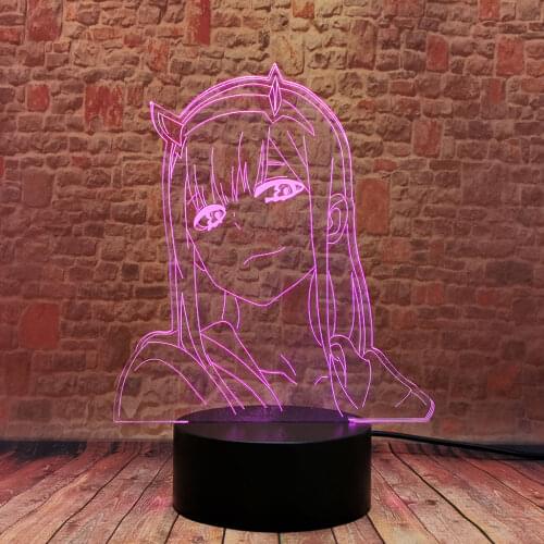 Zero Two Anime figures 3D Illusion LED Desk Nightlight Colorful Changing Sleeping Light Darling In The Franxx Model toys