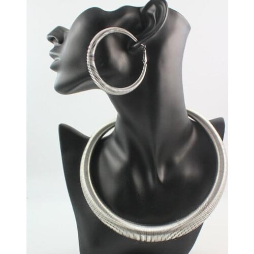 Fashion Collar Necklace For Women Gothic Statement Necklace Pendant Metallic Bib Vintage Necklace Earring Jewelry Sets