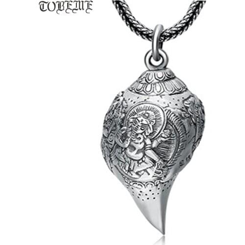 100% Pure Silver Buddhist Ganesh Buddha pendant good luck Wealth God pendant vintage Real 990 Silver Ganesha Buddha Amulet