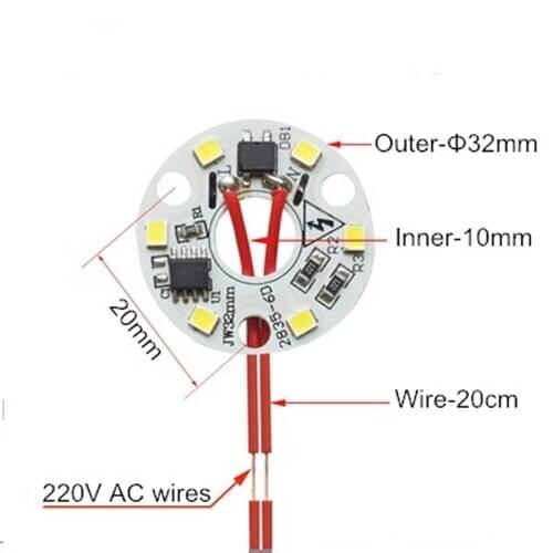 100Pcs 220V SMD 3W 32mm White Light LED Lighting Board Pannel Source Beads Aluminum Plate Base