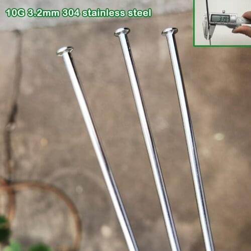 16 Pieces A Lot Sliver Color Diameter 3.2mm Round Body Equal Diameter Material 304 Stainless Steel Sliver Color Motorcycle Spoke