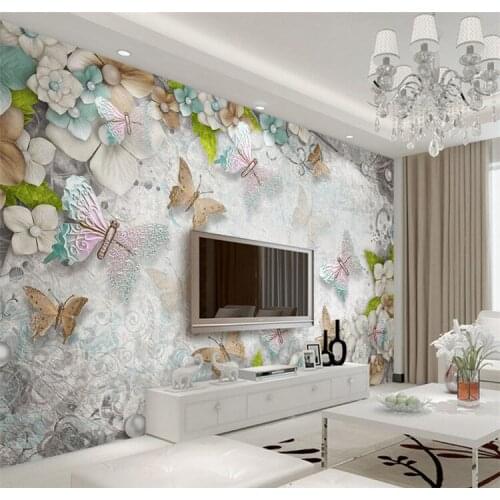 3d color butterfly living room sofa bedroom TV background wall paper minimalist bedroom beautiful 8D floral wallpaper