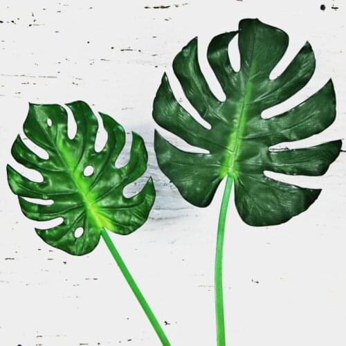5pcs/lot Large Artificial Monstera Palm Leaves Leaf-shaped Fake Green Plants Wedding Diy Decoration Flowers Arrangement Plant