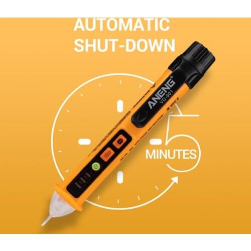 AC 12V-1000V Voltage Tester Pen Non-Contact Volt Detector Stick Adjustable Range Buzzer Sound Light Alarm Alert Flashlight VD901