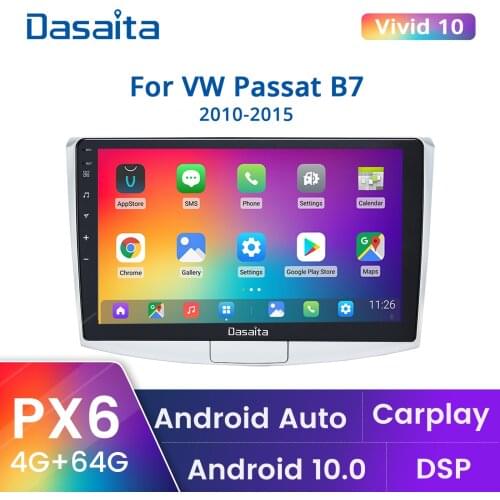 Dasaita 10.2" IPS Screen Car Multimedia Player Android 10.0 for VW Passat 1 Din Stereo 2013 2014 2015 GPS Radio BT5.0 4G 64G DSP