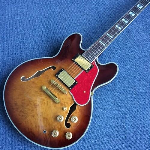 Free delivery, high quality electric guitar, sunny burst Top & back jazz guitar, gold hardware with rosewood fingerboard