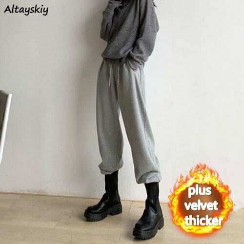Pants Women Joggers Workout Loose High Waist Elastic Winter Thicker Plus Velvet Baggy 4XL Plus Size Warm All-match Streetwear