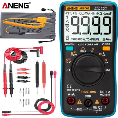 AN8008/AN8009 Digital Multimeter 9999 Counts True-RMS Transistor Capacitor Tester Auto Electrical Rm409b Test Lo Z Temp