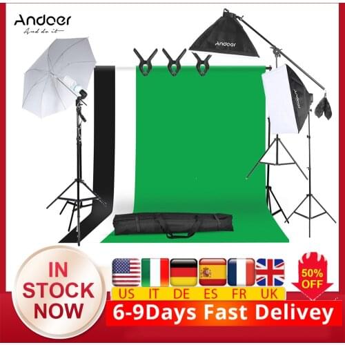 CZ 6Options Andoer 2 * 3m Studio Photography Green Screen Backdrop Background with Backdrop Stand Bracket + 3pcs Backdrop Clamps