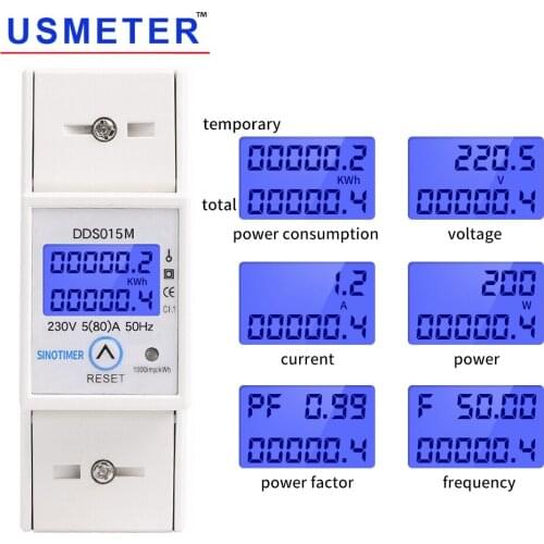 DDS015M 230V Watt Meter and Power Analyzer with Reset Multifunctional Volt Amp Watt Meter Electric Consumption Meter with Reset