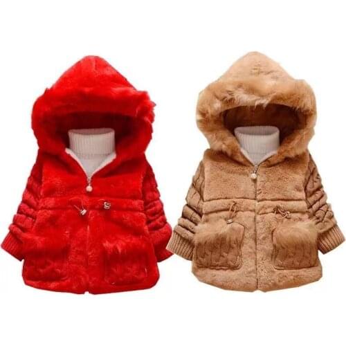 Children Outerwear Toddler Baby Girls Faux Fur Coat Kids Winter Warm Thick Jacket Toddler Snowsuit Wear Pink Girls Clothes