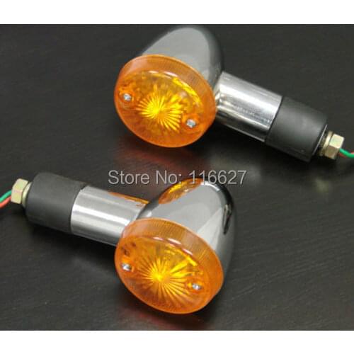 For Kawasaki Vulcan VN 500 750 800 900 1600 Motorcycle Chopper Cruiser CAFE RACER CUSTOM CHROME AMBER Big BULLET TURN SIGNAL