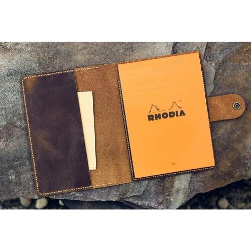 Personalized real genuine leather cover case for RHODIA pad notebook No 16 A5 size free engraving