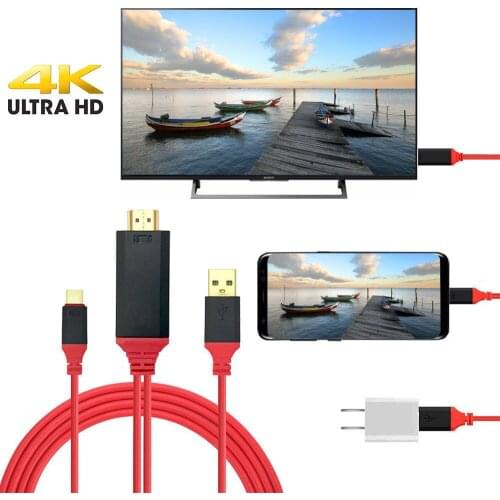 USB 3.1 Type-C to HDMI 4k*2k Converter Cable Support Power Charge for Samsung Galaxy S8 S9 Plus for Huawei P9 P10 Plus
