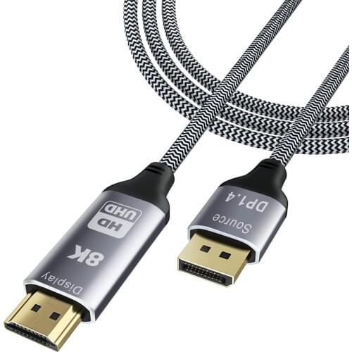 CableDeconn DisplayPort 1.4 to HDMI 2.1 8K Cable Converter 8K@30Hz 4K@120Hz Directional 1.8m