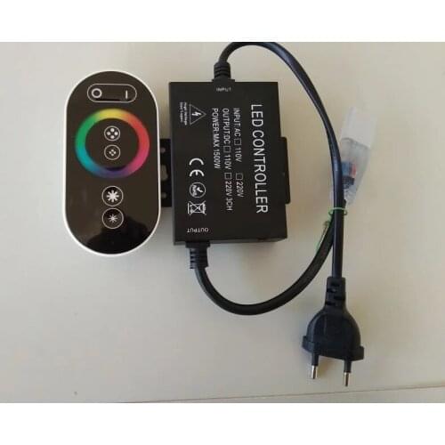 10pcs High Voltage 110v 220v 1500w RGB controller RF touch remote controller dimmer for 5050 3528 strip EU plug / US plug