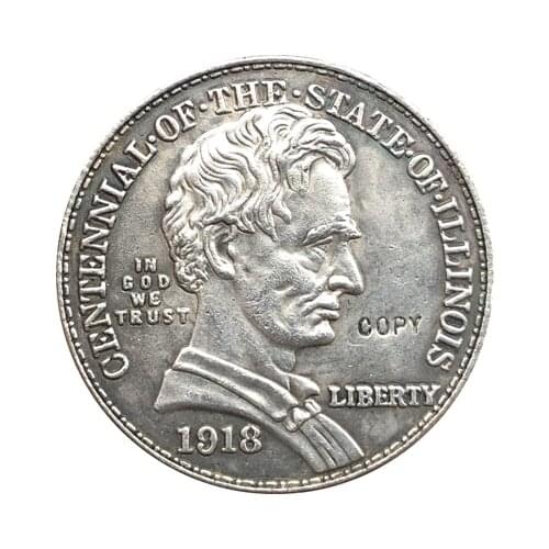USA Dollar State of Illinois Anniversary 1918 COIN COPY 30.61mm
