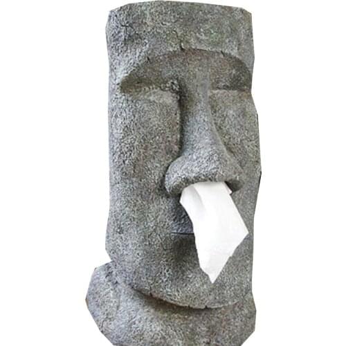 Tissue Box Snot Type Container Holder MOAI Easter Island Stone Face Portrait Innovative Design Very Good Stability High Quality