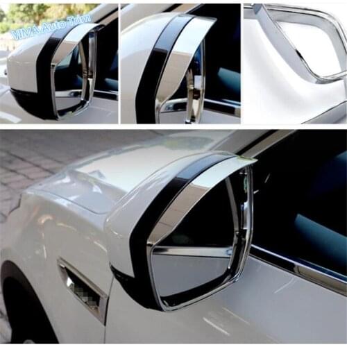 Lapetus Chrome Rearview Mirror Rain Shade Rainproof Frame Cover Trim Fit For Jaguar F-Pace 2017 2018 2019 2020 Protection Kit