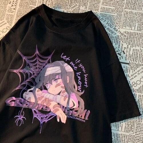 Mikan Tsumiki Anime Kawaii Sweet Girls Japanese Cartoon Punk Streetwear Harajuku Casual Tops Gothic Vintage E-Girl Women T-shirt