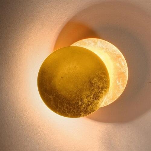 Nordic minimalist personality creative aisle corridor wall lamp bedside living room round gold silver copper LED wall light
