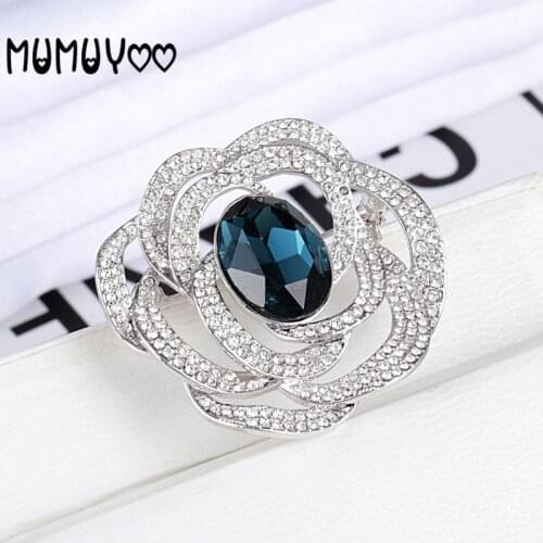 Fashion jewelry high quality swa, glamour blue flowers Austrian crystal brooch women jewelry