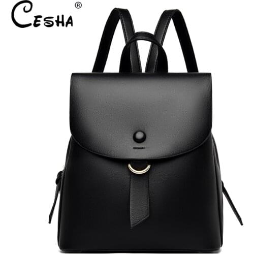 Fashion Simple Design Women Travel Backpack High Quality Durable Soft Leather Female Backpack Gilrs Leisure Shopping Backpack