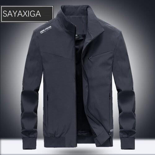 2019 New arrival Fashion Men jacket coat spring autumn zipper outfit stand collar long sleeves casual blouse outwear tops M-4XL