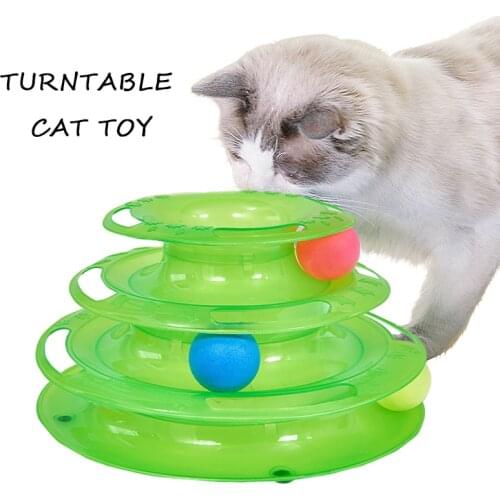 New Three Levels Intelligence Toy for Cat Funny Cat Tower Puzzle Candy Color Grind Claws Amusement Ball Training Amusement Plate