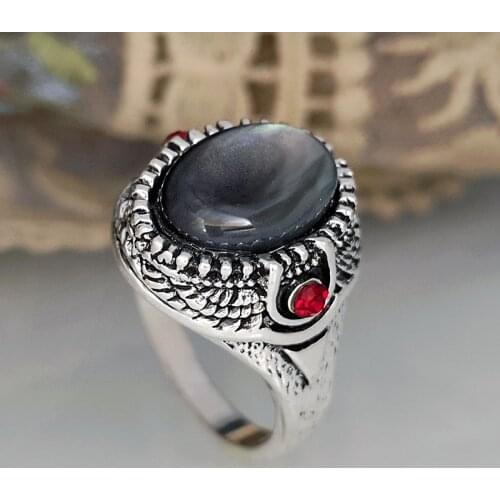 New Oval Synthetic Shell Shiny Stone Rings Vintage Accessories Red Rhinestone Wedding Band Men Women Engagement Rings