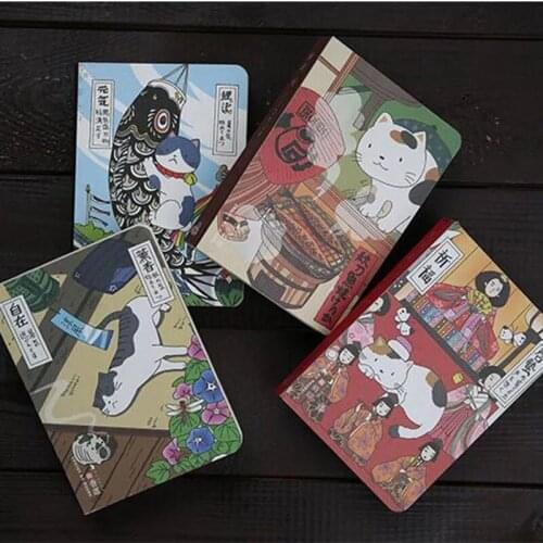 Originality Cartoon Japanese Cute Cat illustration Notebook planner Blank Dotted Grid pages Notepad Organizer Diary Supplies A6