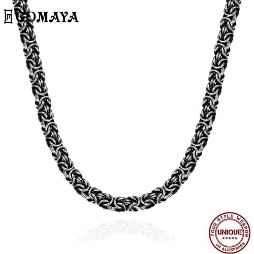 GOMAYA Punk Style Stainless Steel Necklaces For Men Black Geometric Shape Link Chain Party Popular Jewelry Send Boy Friend Gift