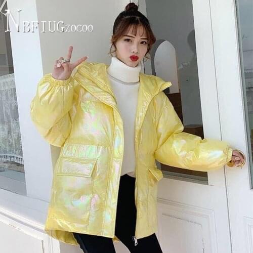 Shiny Fabric Women Parkas Korean Loose 2020 Winter New Outwear Thick Bread Style Female Coat