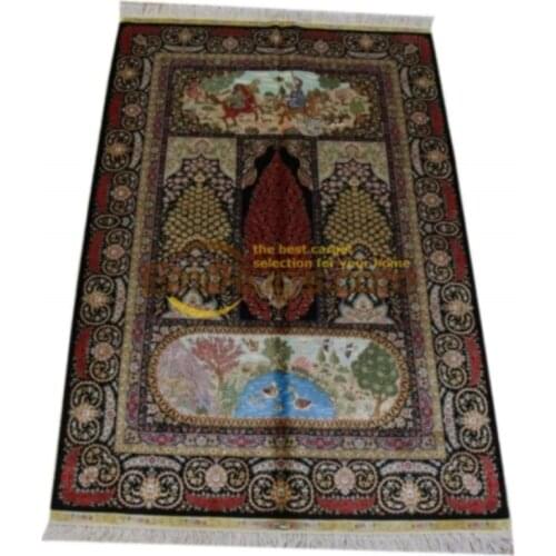 Top Quality Natural Silk Hand Knotted Turkish Floral Rugs Persian Carpet
