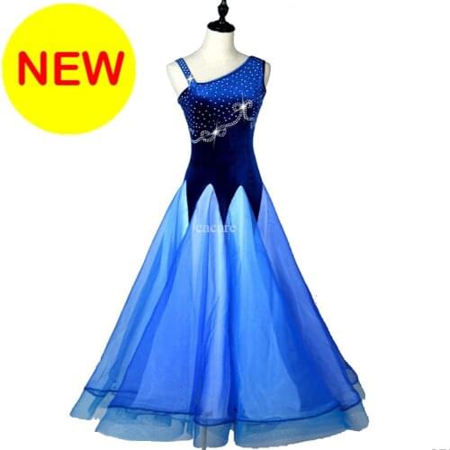 Ballroom Waltz Dresses Ballroom Dance Competition Dresses Standard Dress Women Tango Customize D0178 Rhinestones Big Sheer Hem