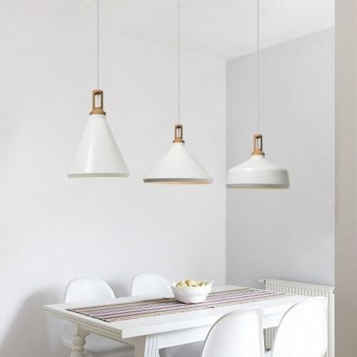 Large Nordic Pendant Lighting Fixture Luminaire White Wood Hanging Lamps Kitchen Dining Room Bar Suspension Lights Home Decor