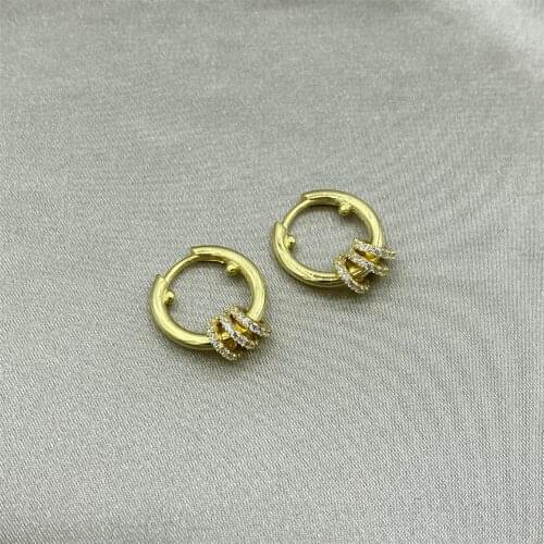 Gold Plated Thick Ring Zircon Cubic Zirconia Hoop Earrings